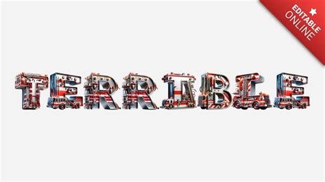 terrible fire truck alphabet font text effect generator