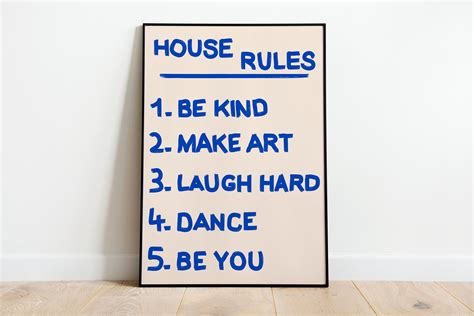 House Rules Wall Art Minimalist Wall Printmodern Art Print Trendy