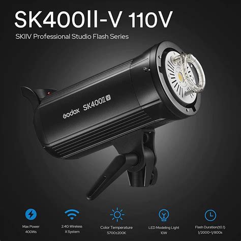 Kit 2 Flashes de Estudio SK400II V con Lámpara de modelado LED de 10W