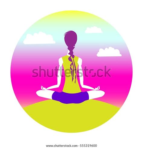 Back View Woman Meditating Lotus Position Stock Vector Royalty Free