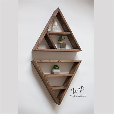 Set Of Two Shelves 16x 3 Solid Wood Pyramids Etsy