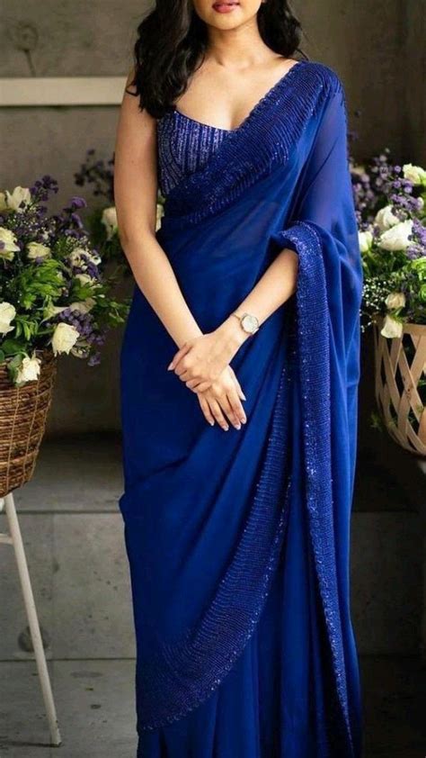 A Asthetic Sarees For Looking Hot Hot Hotest Cute Also 💙🔥🥵very