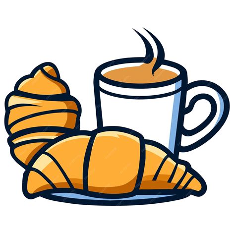 Premium Vector | Coffee cup and croissant vector illustration of a