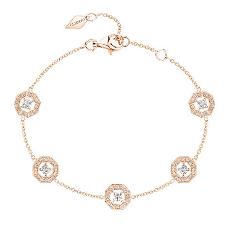 Art Déco Multi Motifs Rose Gold Diamond Bracelet Gemmyo