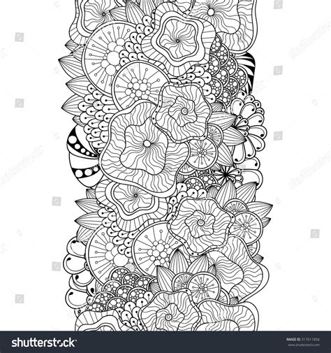 Vector Abstract Handdrawn Seamless Border Zentangle Stock Vector