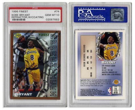 Lot Detail Kobe Bryant 1996 97 Topps Finest Refractor With Coating