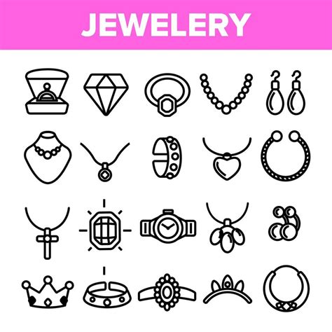 vector de conjunto de iconos de línea de joyería símbolo de joyería de