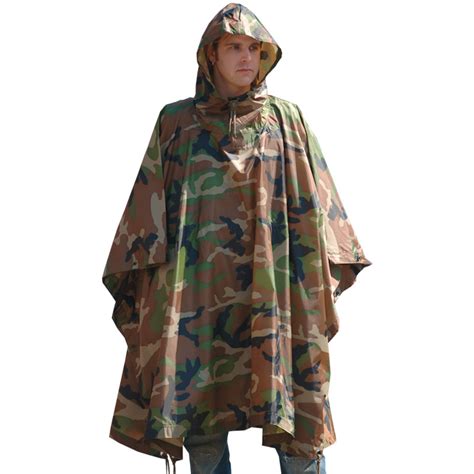 Waterproof Hooded Us Army Ripstop Festival Rain Poncho Military Camping Hiking Ebay