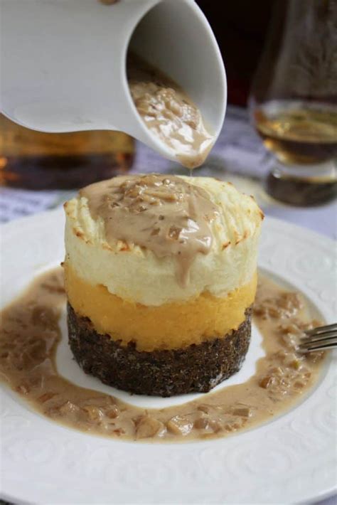 Haggis Neeps And Tatties Stack With Whisky Sauce For Burns Night