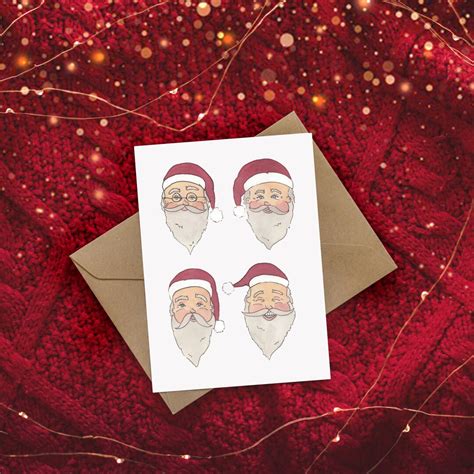 Santa Face Christmas Card Printable Christmas Card 5x7 - Etsy