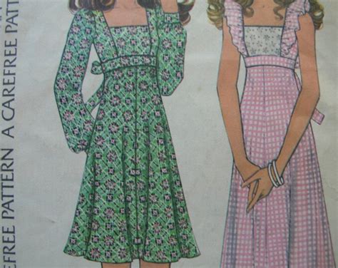 1970s Mccall S 3930 Vintage Sewing Pattern Misses EMPIRE WAIST DRESS