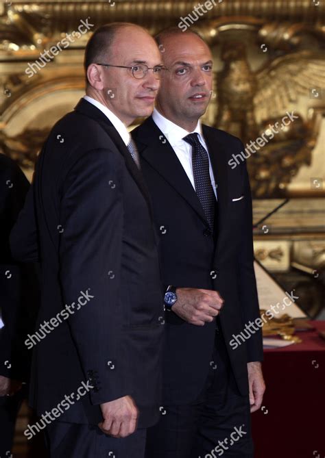 Premier Enrico Letta Left Flanked By Editorial Stock Photo Stock