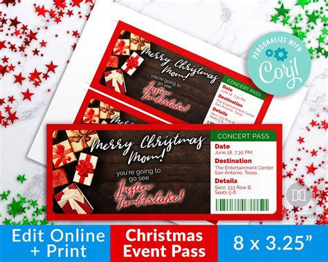 Christmas Event Ticket Template Printable Christmas Vacation Etsy