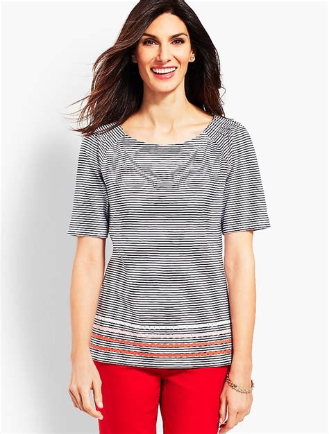 Pleat Sleeve Tee Stripe Talbots Pleated Sleeves Sleeves Tees Classic Style Women