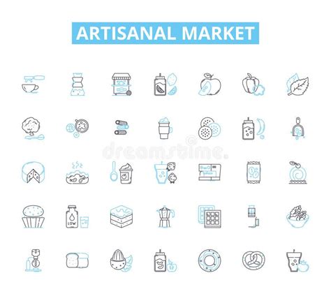 Conjunto De Iconos Lineales Del Mercado Artesanal Vectores De Línea