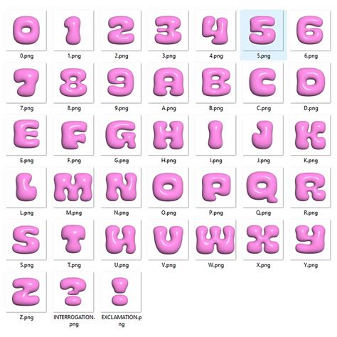 3d Pink Alphabet Set Png Svg A To Z And Numbers 3d Letters Bubble