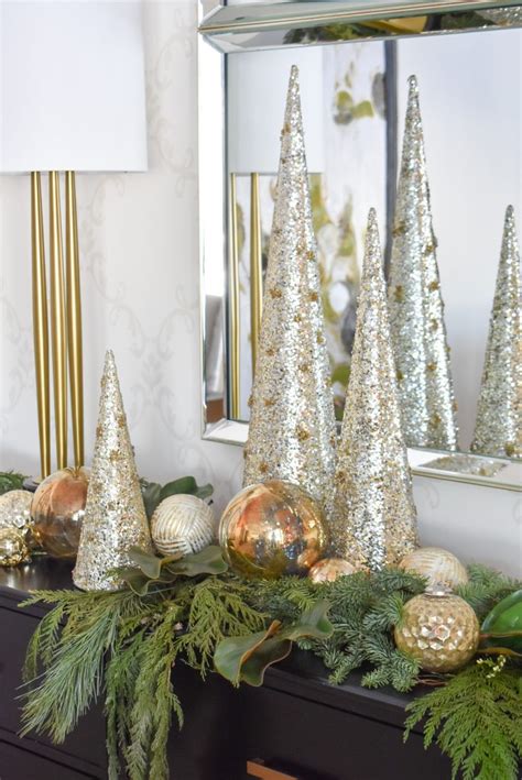 A Christmas Cone Tree Centerpiece With Evergreens Home With Holliday