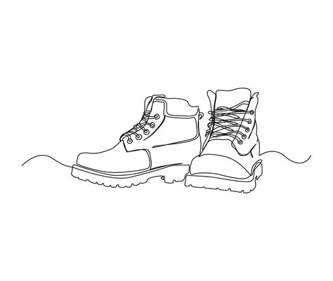 Premium Vector | Continuous one line drawing of man work boots safety