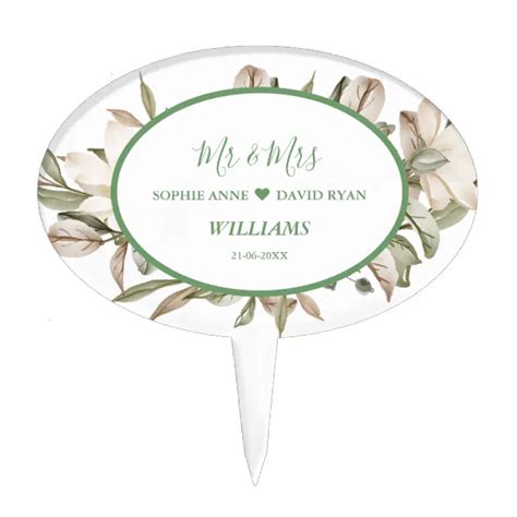 Elegant Roses Eucalyptus Greenery Floral Wedding Cake Pick Zazzle