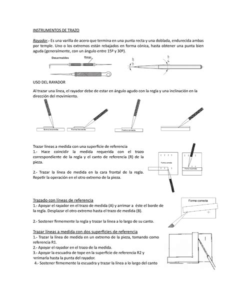 Apuntes De Trazado De Ajuste De Banco INSTRUMENTOS DE TRAZO Rayador