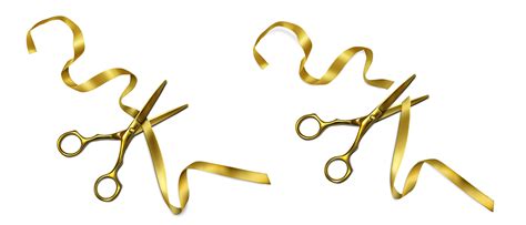 Golden Scissors Cut Ribbon On Grand Open Ceremony 15117653 Vector Art At Vecteezy