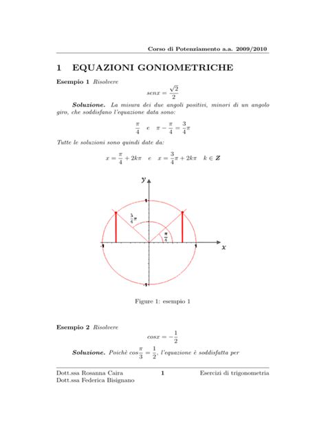 Esercizi Sulle Equazioni E Disequazioni Goniometriche