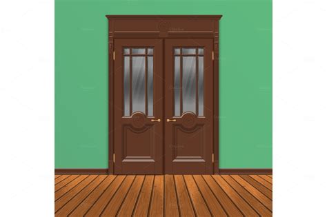 wooden double entrance door vector | Graphic Objects ~ Creative Market