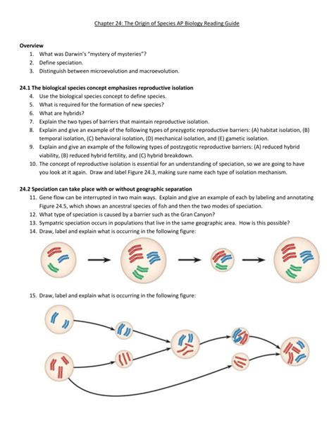 Chapter 24 The Origin Of Species Ap Biology Reading Guide