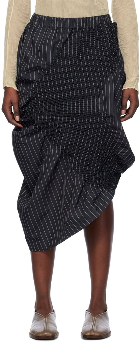 Issey Miyake Black Contraction Midi Skirt Issey Miyake Men