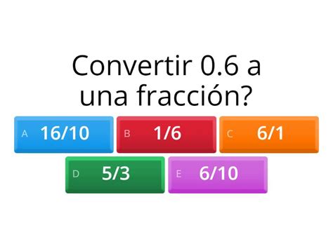 Conversión De Fracciones A Decimales Y Viceversa Quiz