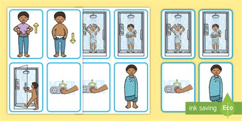 Visual Guide Showering Male Flashcards