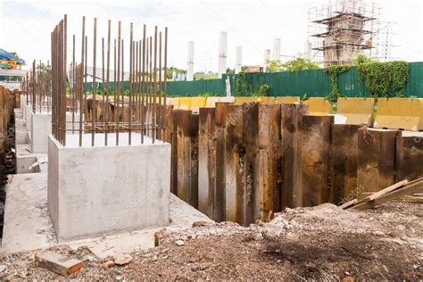 Close up of the foundation pillar at construction site - Stock Photo ...