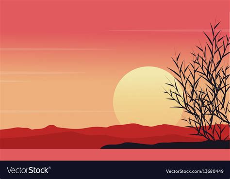 Silhouette of grass at morning scenery Royalty Free Vector