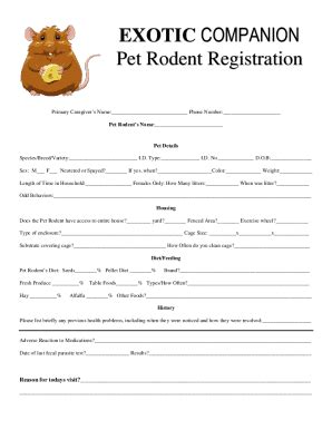 Fillable Online EXOTIC COMPANION Pet Rodent Registration Fax Email