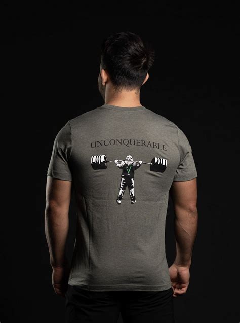 Invictus Unconquerable Weightlifting T Shirt Mens Military Green