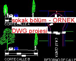 sokak bölüm dwg projesi Autocad Projeler