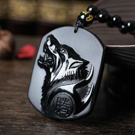 Obsidian Wolf Head Pendant Necklace - Project Yourself