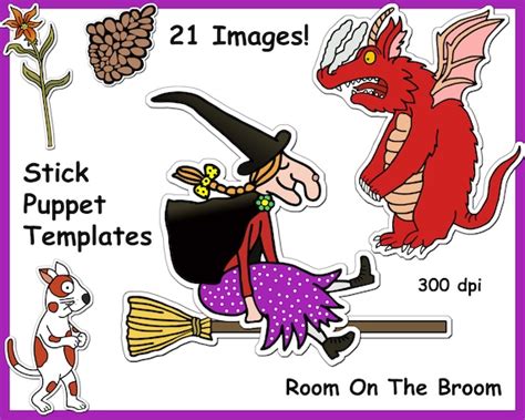 Room on the Broom clip art single characters digital | Etsy