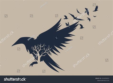 Sketch Flying Raven Hand Drawn Illustration Stock Vector (Royalty Free ...