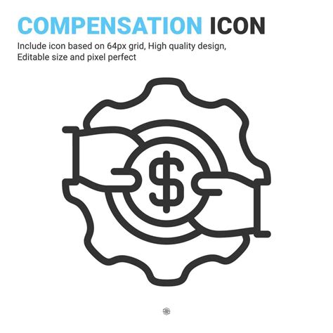 Compensation Icon Vector With Outline Style Isolated On White Background Vector Illustration