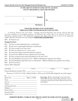 Fillable Online Chancery Division Civil Cover Sheet General Fax