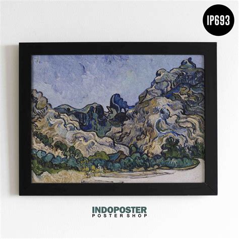 Jual Poster Lukisan Repro Vincent Van Gogh Mountains At Saint Remy With