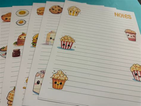 Kawaii Food Lined Paper - Etsy