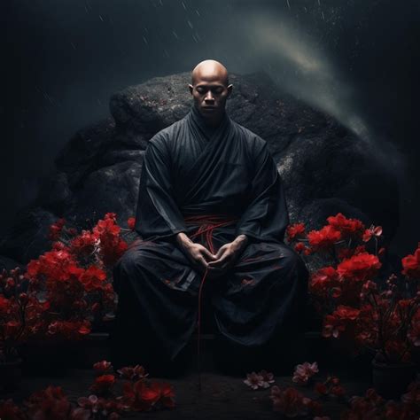 Premium Ai Image Enlightenment Amidst Storm A Zen Monk Warriors