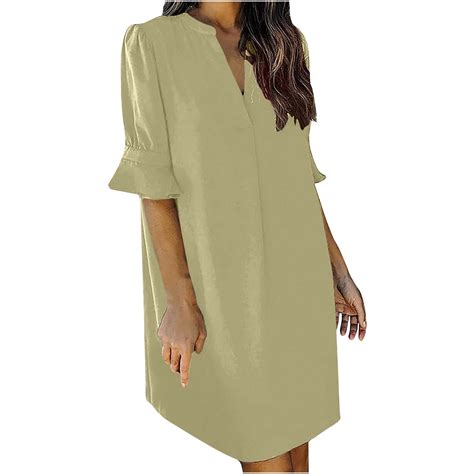 Dihao Summer Dress For Women Plus Size 2024 Women Solid Color Flare