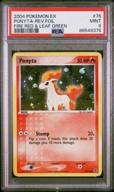 Pok Mon Card Ponyta Reverse Holo Ex Fire Red Leaf Green Psa