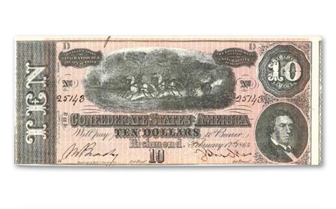 1864 $10 Confederate Paper Currency Note In Folder VF| GovMint.com