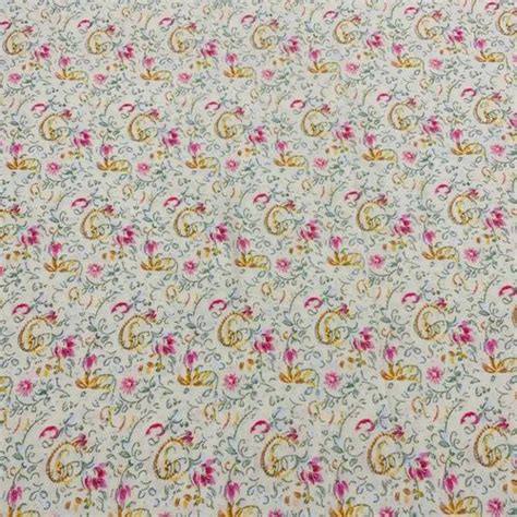 Moss Green Pink Floral Print Poly Rayon Fabric At Rs