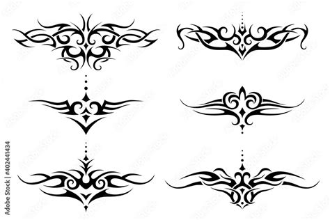 Set of tribal tattoo for lower back, shoulder or chest. Vector frame ...