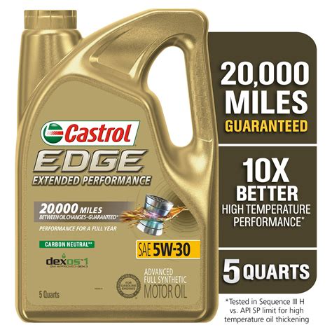 Castrol EDGE Extended Performance 5W-30 Advanced Full Synthetic Motor ...